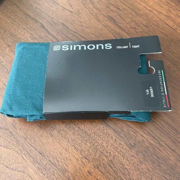 Simons Green Pull On Nylon Tights w Elastic Waist Made in Italy Green Sz M/L NWT - Picture 2 of 7